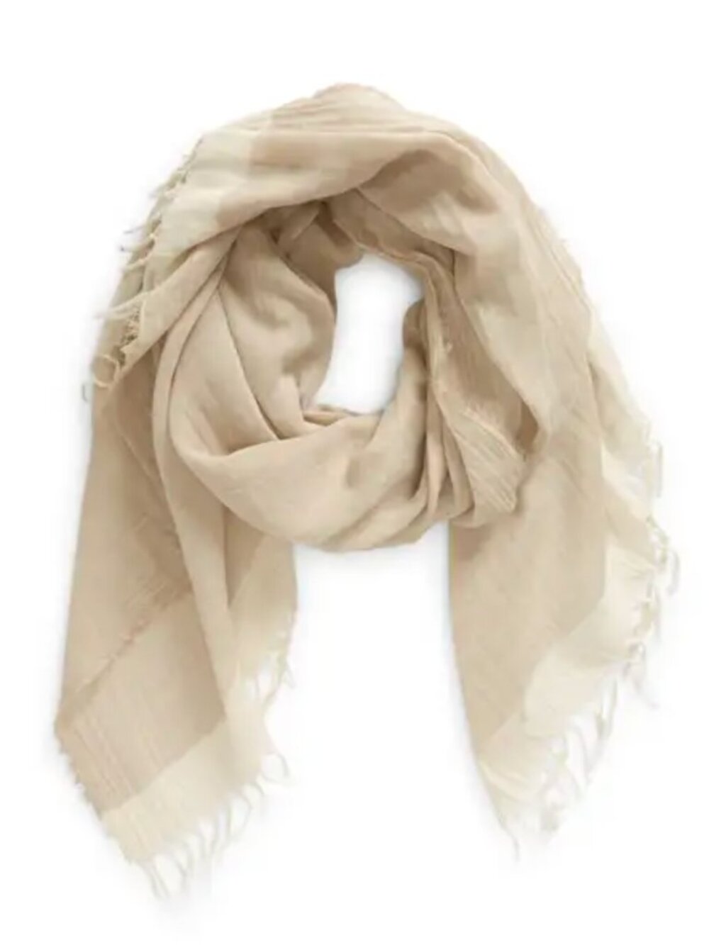 Vince Beige Lightweight Frayed Edge Scarf